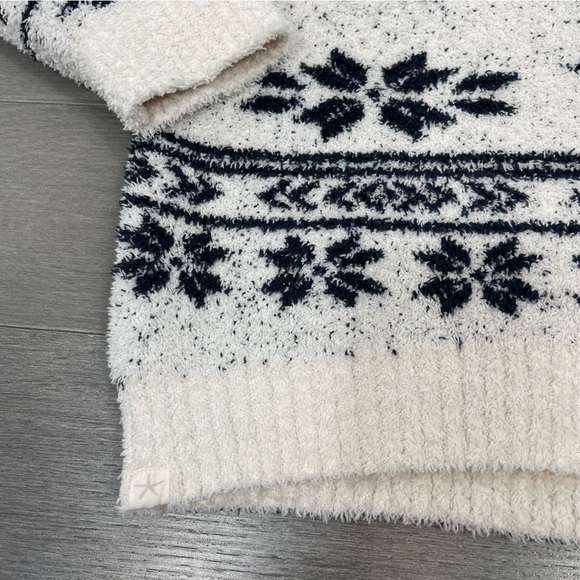 Barefoot Dreams Cozychic Seaside Crew Neck Pullover Sweater Nordic Fair Isle M - Picture 7 of 11